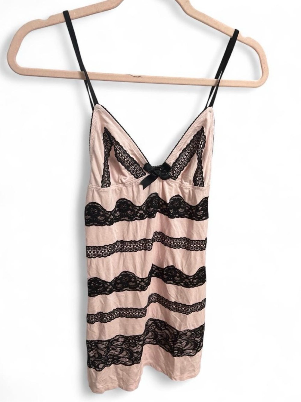 PINK Victoria's Secret Blush Slip with Black Lace Trim